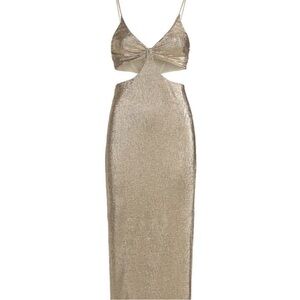 Alice + Olivia Gold Cutout Maxi Dress